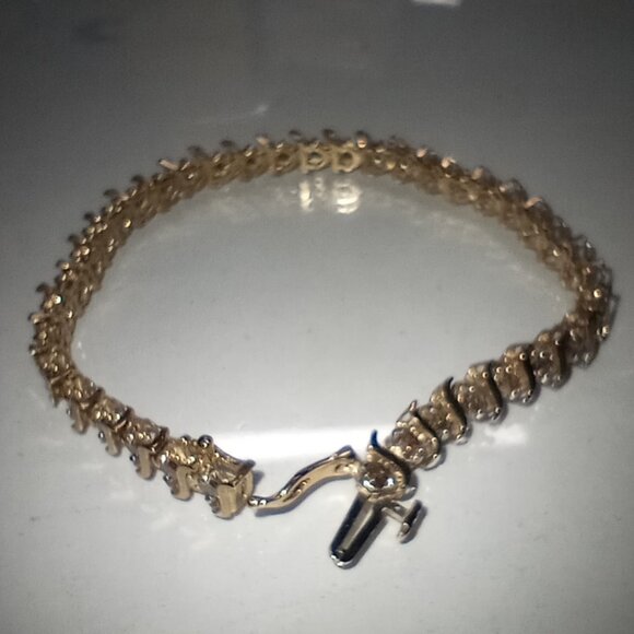 10Kt Yellow Gold 4-Carat Champagne Diamond S-Link Eternity Bracelet - Picture 5 of 5